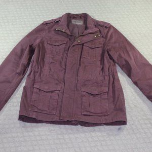 Lucky Brand Size Women's Medium Burgundy Utility Military Canvas Cotton Jacket